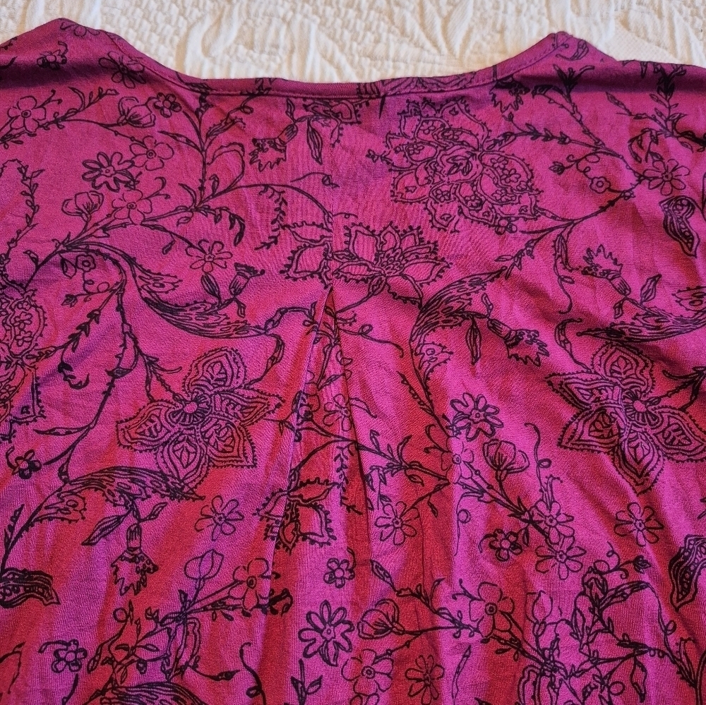 J. Jill women's size XL Boysenberry 3/4 sleeve floral design wearever Collection - Picture 5 of 8
